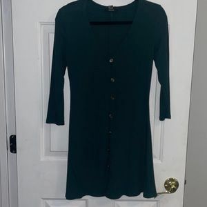 Quarter sleeve button down mini dress